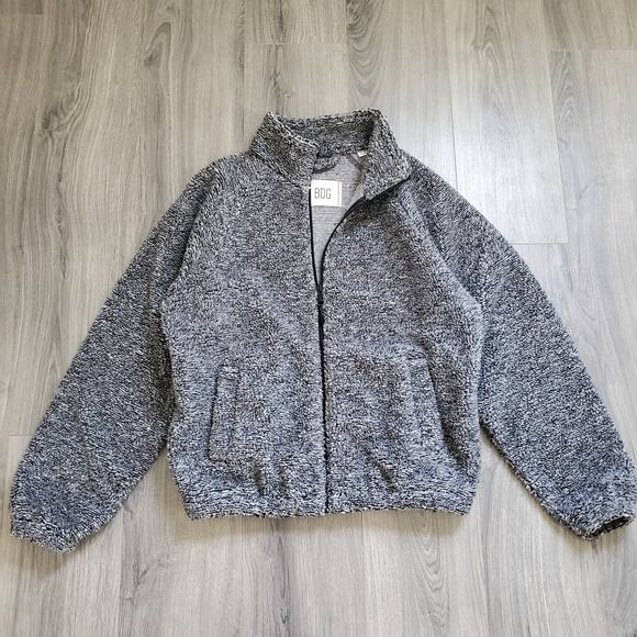BDG Sherpa Fleece Jacket Womens Medium Full Zip High Collar Urban Outfitters - Picture 1 of 8